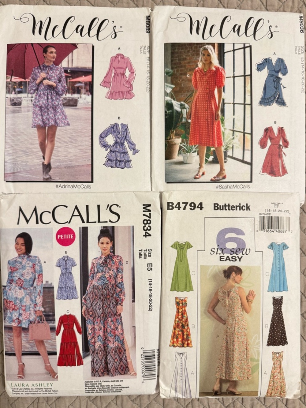 Cute Dress Sewing Patterns by McCall’s & Butterick Style M7834 M8036 M8089 B4794